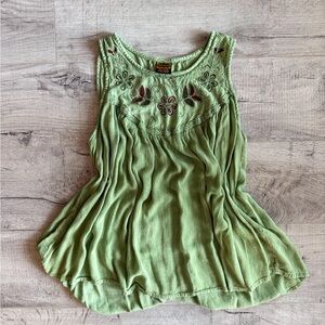 Vintage Light Green Embroidered Tank Top